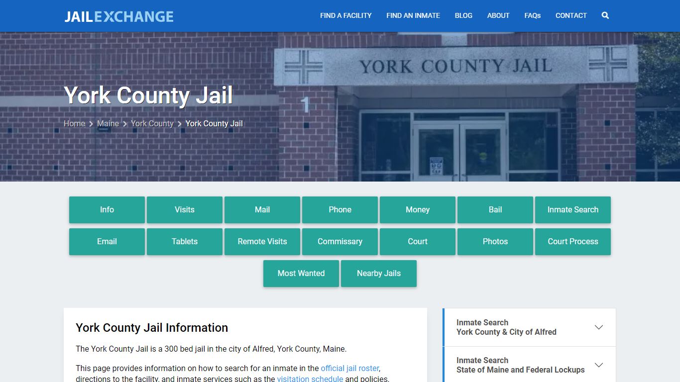 York County Jail, ME Inmate Search, Information