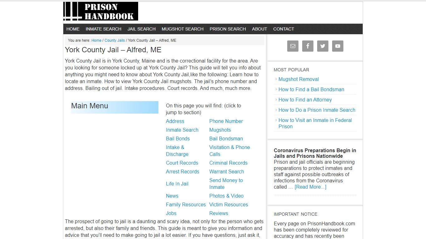 York County Jail – Alfred, ME - Prison Handbook